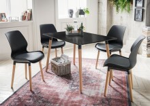 Esstisch >Piloto< in Schwarz / Buche, MDF / Massivholz - 120x76x80cm (BxHxT)