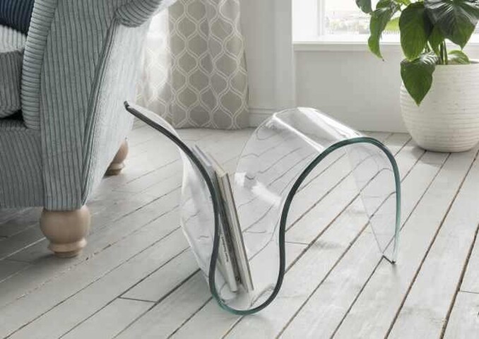 Zeitungsständer >Porto< in Klar, Formgebogenes Glas - 62x54x41cm (BxHxT)