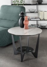Beistelltisch >Leander< in weiss / schwarz, Keramik & Metall - 42x60cm (HxD)