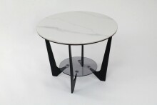 Beistelltisch >Leander< in weiss / schwarz, Keramik & Metall - 42x60cm (HxD)