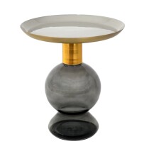 Beistelltisch >Mattia< in Emaille & Gold, Metall / Rauchglas - 60x50cm (HxD)