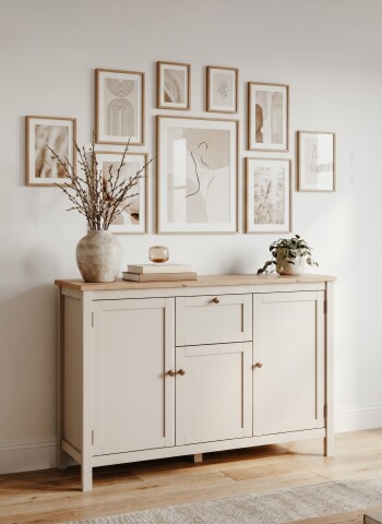 Sideboard >Bergen< in samt / Dekor Artisan Eiche - 120x90x40 (BxHxT)