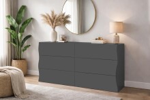 Sideboard >ONDA< in Matt Anthrazit, Holzwerkstoff -...