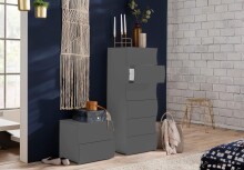 Schubkastenkommode >ONDA< in Matt Anthrazit - 50x121,7x40 (BxHxT)