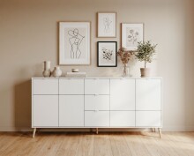 Sideboard >Soma< in weiß / Dekor Eiche,...