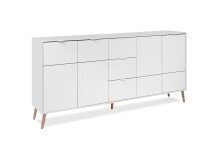 Sideboard >Soma< in weiß / Dekor Eiche, Holzwerkstoff - 190x90x40cm (BxHxT)