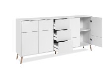 Sideboard >Soma< in weiß / Dekor Eiche, Holzwerkstoff - 190x90x40cm (BxHxT)