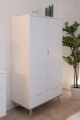 Kleiderschrank >Göteborg< in weiß / Dekor Sonoma Eiche - 90x180x55 (BxHxT)