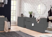 Kommode >ONDA< in Matt Anthrazit, Holzwerkstoff - 89,7x81,7x40cm (BxHxT)