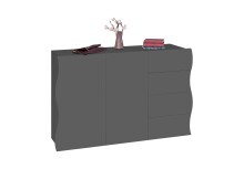 Sideboard >ONDA< in Matt Anthrazit, Holzwerkstoff - 129,7x81,2x40cm (BxHxT)