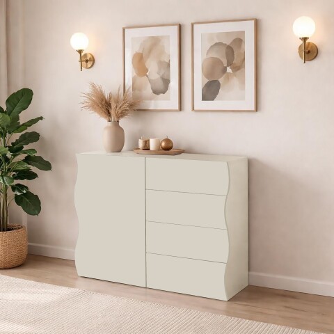 Kommode >ONDA< in matt Kaschmir, Holzwerkstoff - 89,7x81,7x40 (BxHxT)