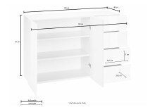 Sideboard >ONDA< in Matt Kaschmir, Holzwerkstoff - 129,7x81,2x40cm (BxHxT)