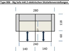 Big-Sofa >Wolve< 2x elektr. Verstellung, Aragon dunkelgrau - 280x108x118cm (BxHxT)
