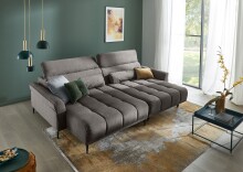 Ecksofa >Wolve< elektr. Sitzverstellung, Aragon dunkelgrau - 277x108x179cm (BxHxT)