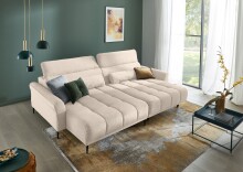 Ecksofa >Wolve< elektr. Sitzverstellung, Aragon beige - 277x108x179cm (BxHxT)