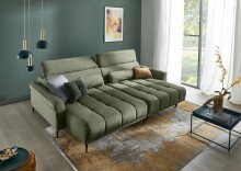 Ecksofa >Wolve< elektr. Sitzverstellung, Aragon grün - 277x108x179cm (BxHxT)