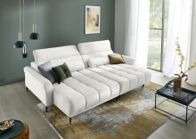Ecksofa >Wolve< elektr. Sitzverstellung, Aragon creme-weiss - 277x108x179cm (BxHxT)