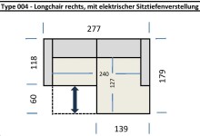 Ecksofa >Wolve< elektr. Sitzverstellung, Aragon beige - 277x108x179cm (BxHxT)