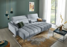 Ecksofa >Wolve< elektr. Sitzverstellung, Aragon hellgrau - 277x108x179cm (BxHxT)