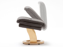 Relaxsessel >Carl I< mit Hocker, bis 130 kg belastbar, drehbarer Fernsehsessel mit Liegefunktion, Echtleder braun, Gestell Holz natur