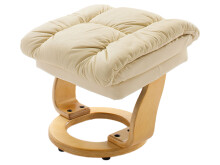 Relaxsessel >Carl I< mit Hocker, bis 130 kg belastbar, drehbarer Fernsehsessel mit Liegefunktion, Echtleder creme, Gestell Holz natur