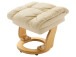 Relaxsessel >Carl I< mit Hocker, bis 130 kg belastbar, drehbarer Fernsehsessel mit Liegefunktion, Echtleder creme, Gestell Holz natur
